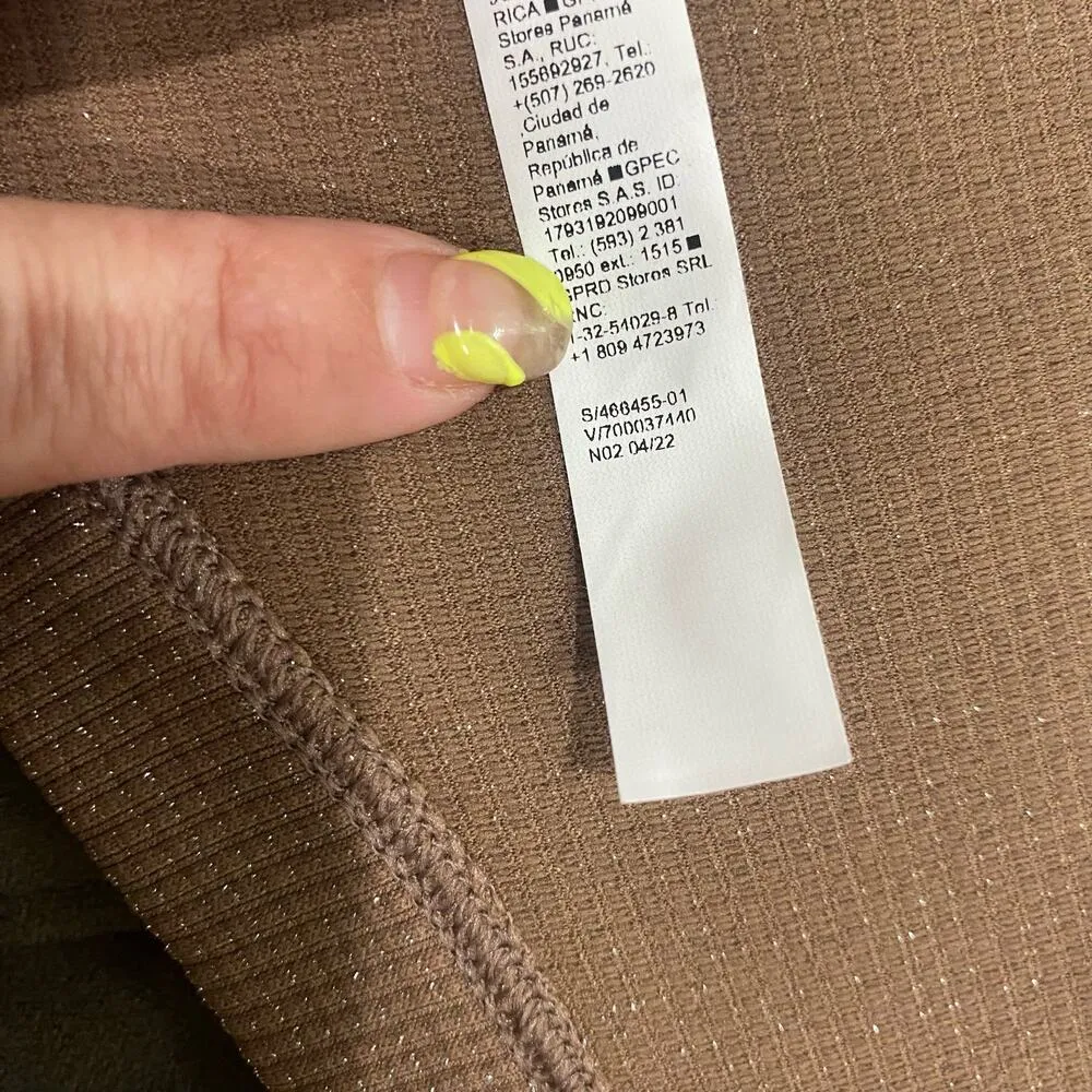 Athleta Brown Tank Metallic Knit Racerback Top Size Large - Image 3