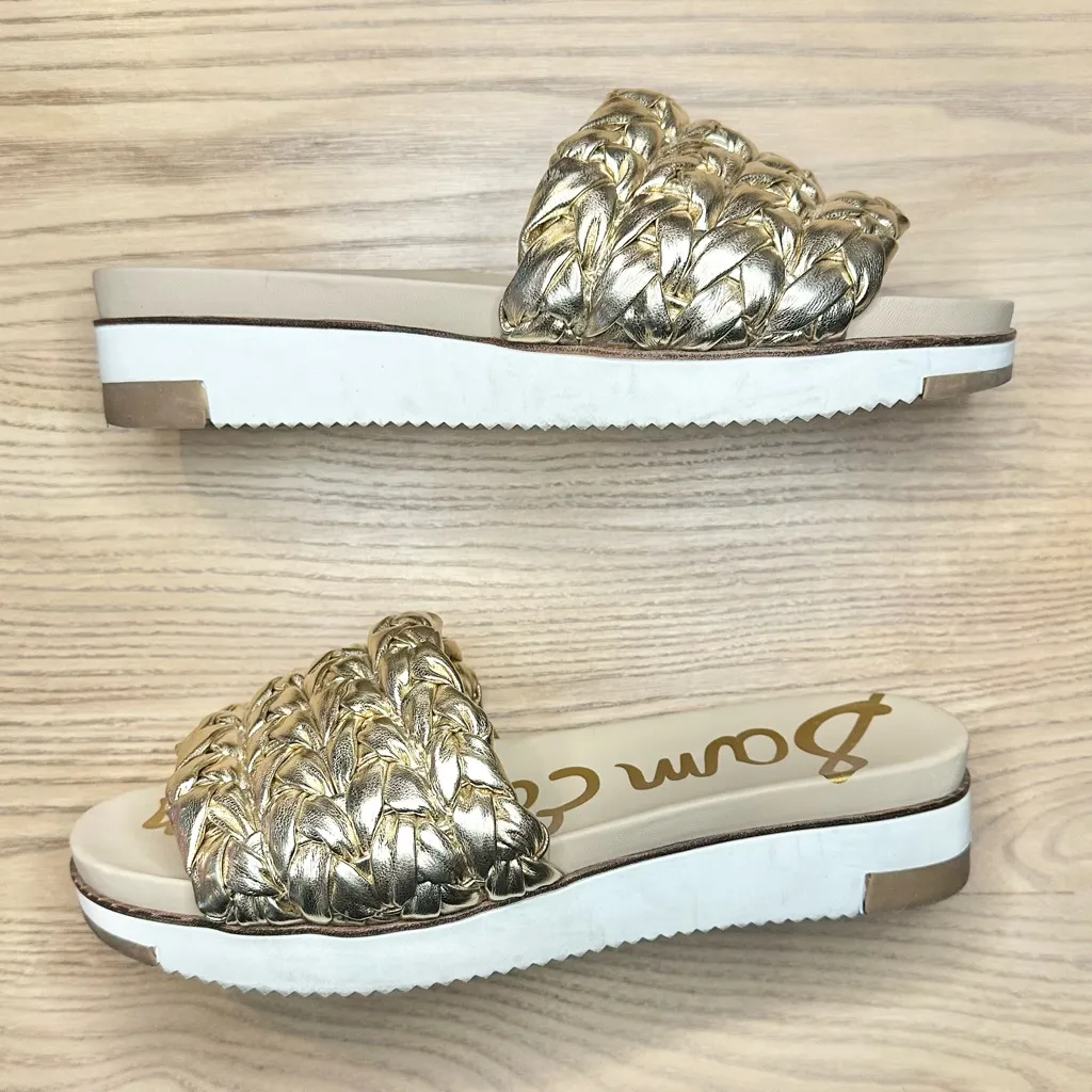 Sam Edelman Ainslie Braided Slide Sandal Gold Leaf Metallic - Image 4