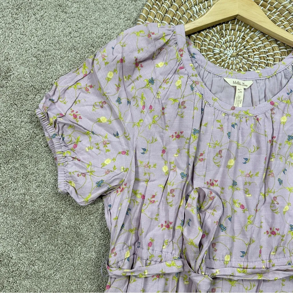 Matilda Jane Enchanted Garden Artist Floral Tiered Midi Dress Boho in Purple L - Image 8