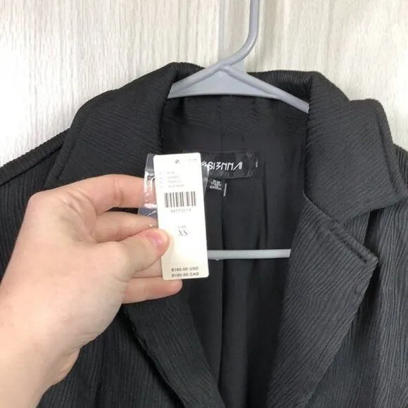 4SI3NNA Lorenzo Short Sleeve Belted Blazer Dress Womens XS‎ Mini Collar Wrap NWT - Image 4