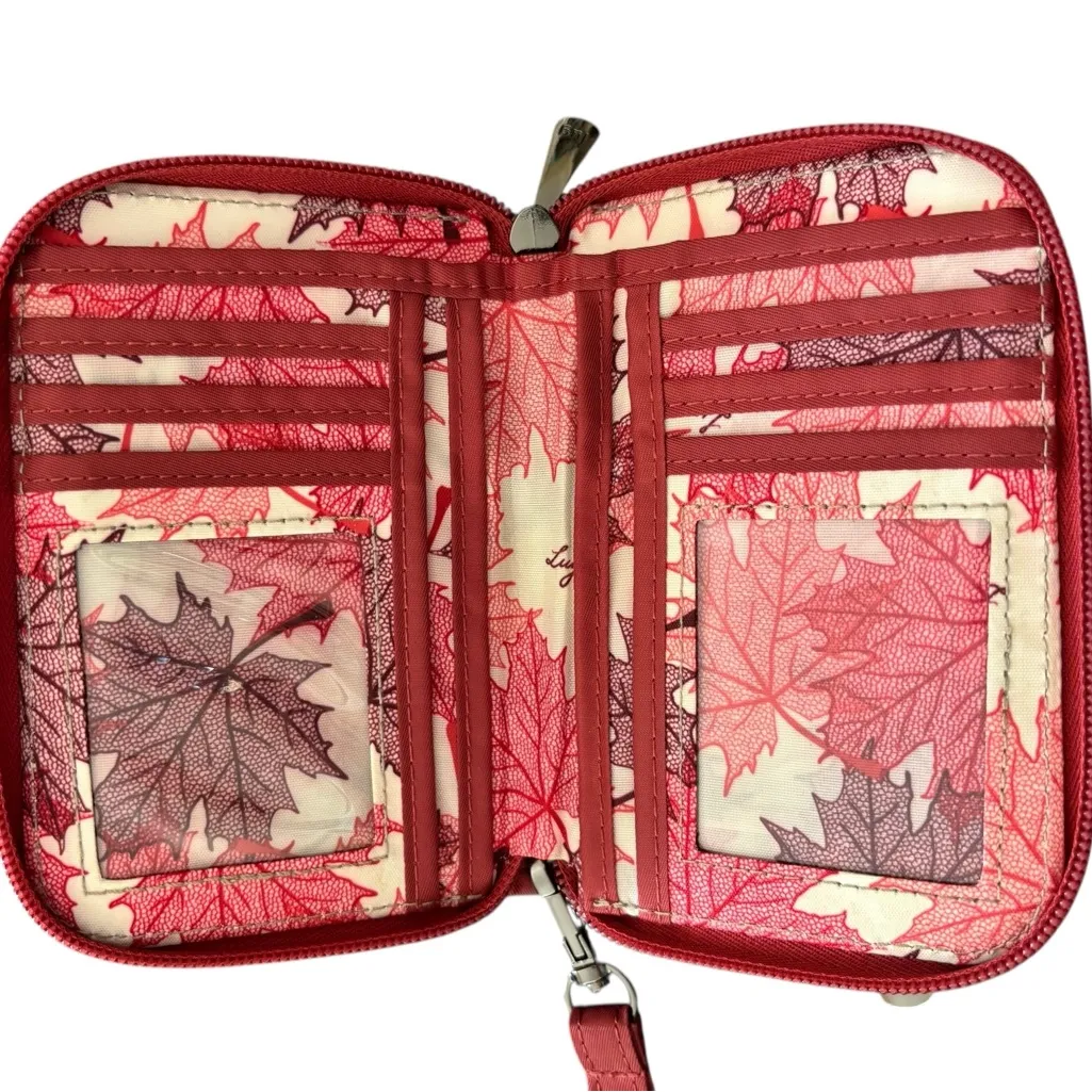 Lug Rodeo Legacy Zip A Round Dark Red Wristlet Wallet Quilted Logo Pockets ID - Image 2