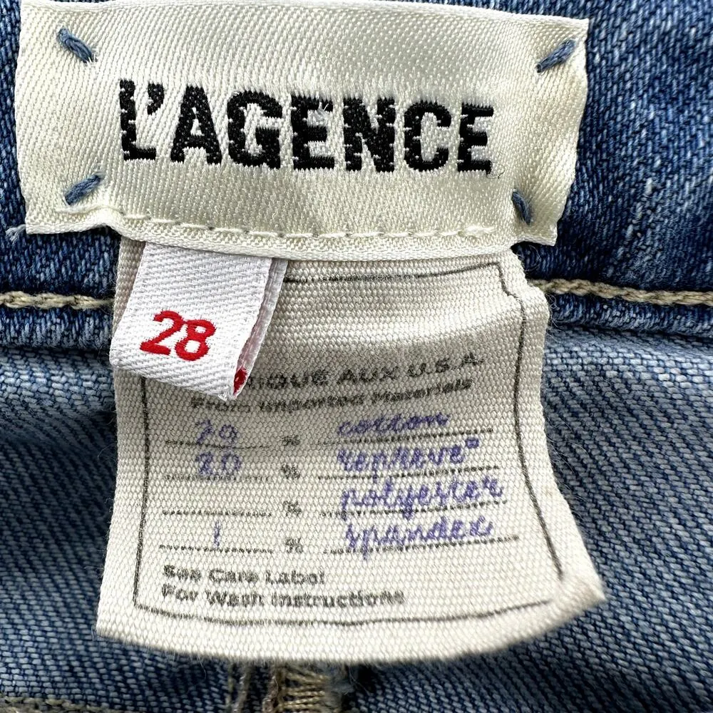 L'agence Margot Skinny Jeans Ultra High Rise Stretch Crop Denim Light Vintage 28 - Image 3