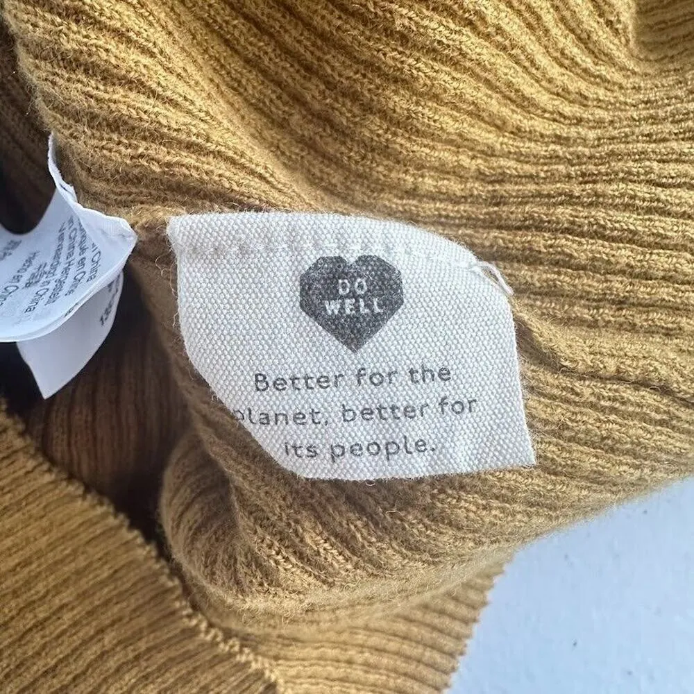 Madewell Womens Wakeford Ruffle Sweater Ribbed Tank Top Mustard Yellow Wool XL - Image 6