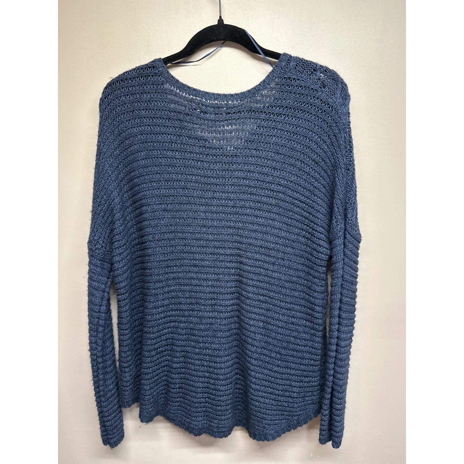 SONOMA Navy Blue Open Weave Knit V Neck Sweater Size Large - Image 3