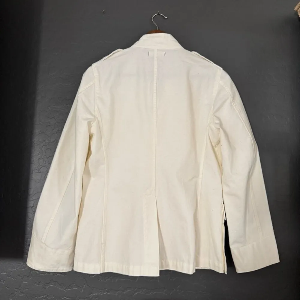 NEW Alex Mill White Natural Officer's Chore Jacket Utility Pockets L Size L - Image 10