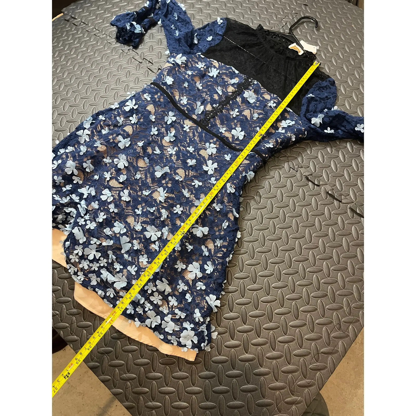 $238‎ foxiedox | Felicia | Crochet Lace Dress with Sheer Lace Neck Blue Size 8 - Image 7