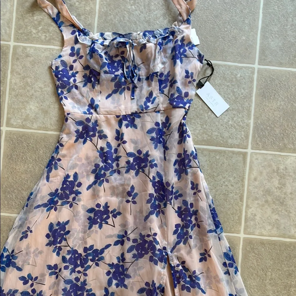 Astars Blue Slit Maxi Sundress for Wedding Guest Size XS - Image 3