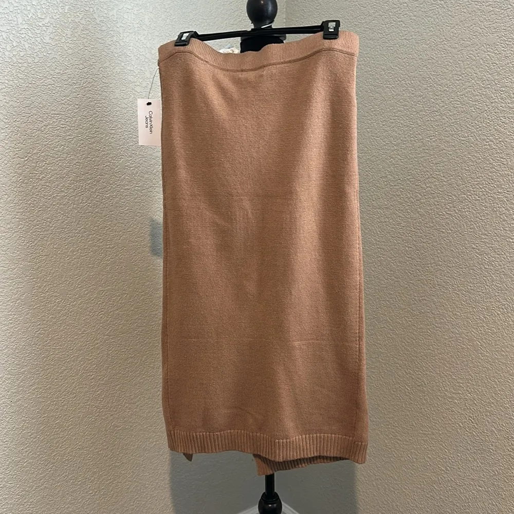Calvin Klein Tan Cable Knit Pencil Skirt Size M - Image 4