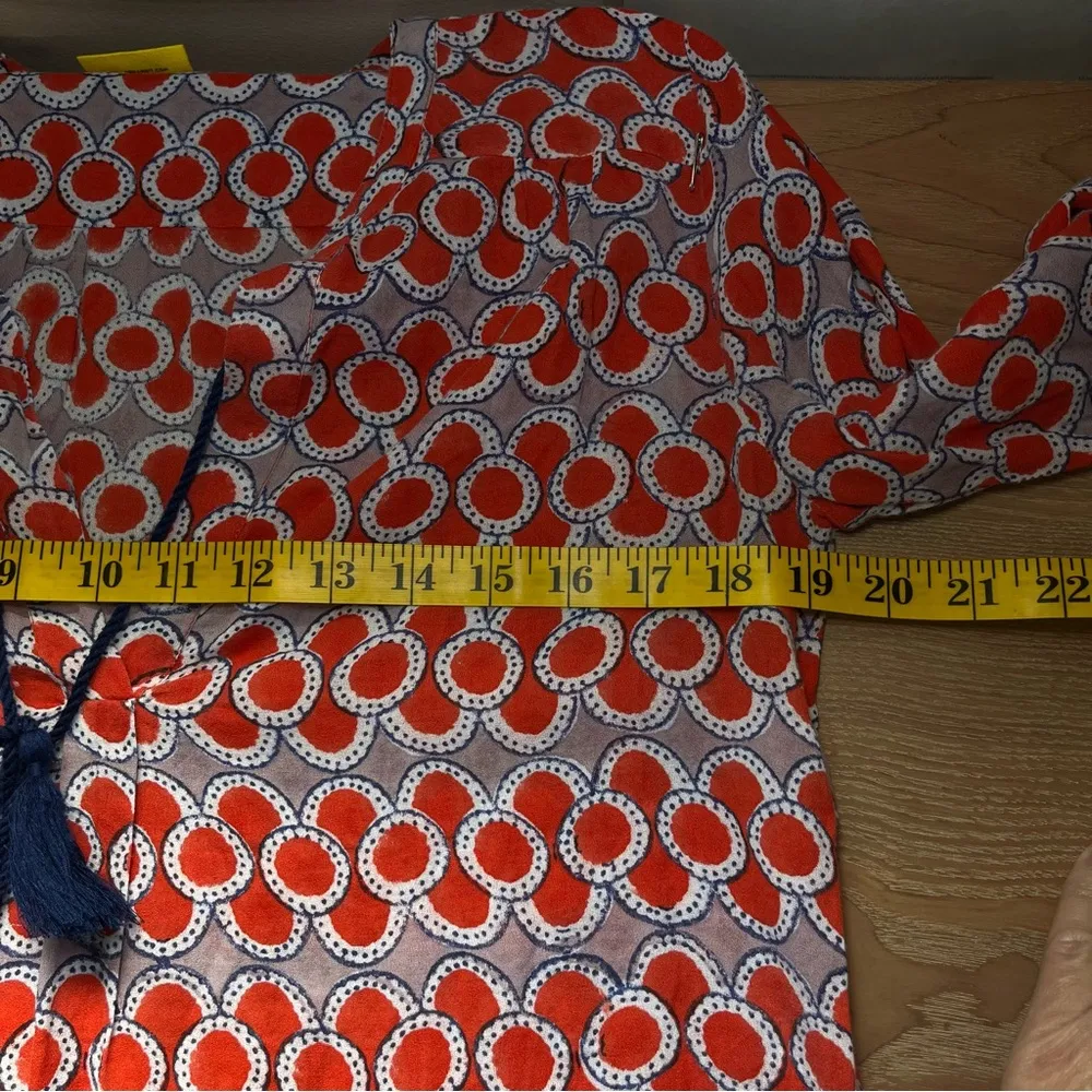 Roller Rabbit Calisto Zola Top Tunic Blouse Red Blue Boho Flowy Vacation Summer - Image 10