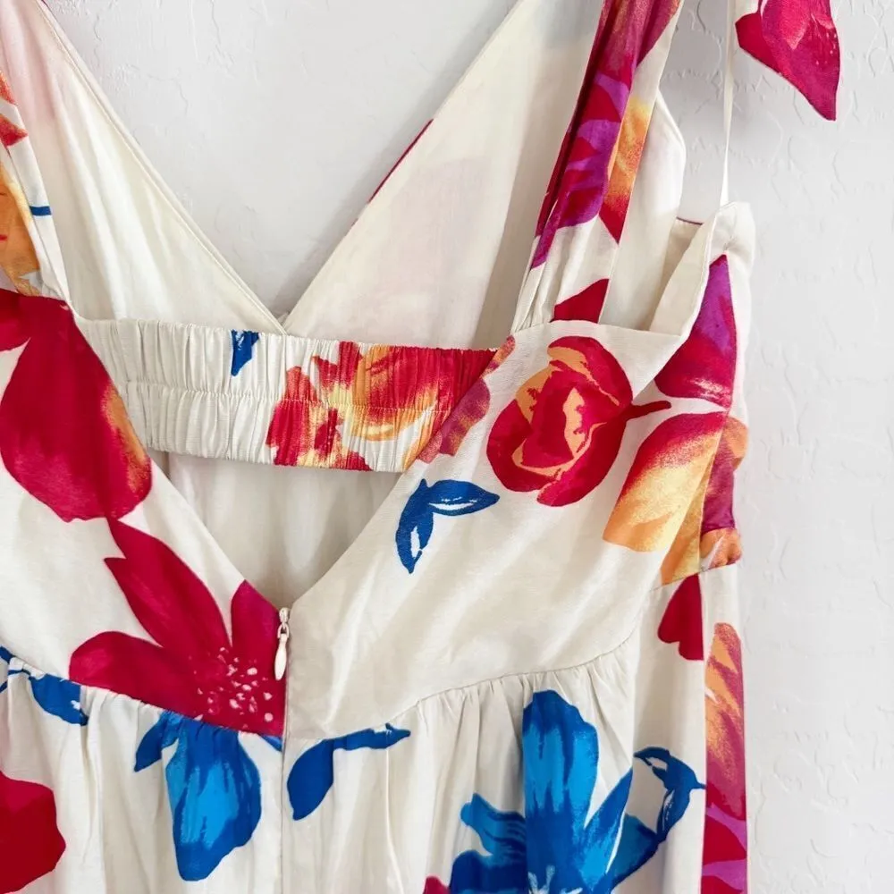 Anthropologie Skies Are Blue Floral V Neck Tie Strap Maxi Dress Size L - Image 11