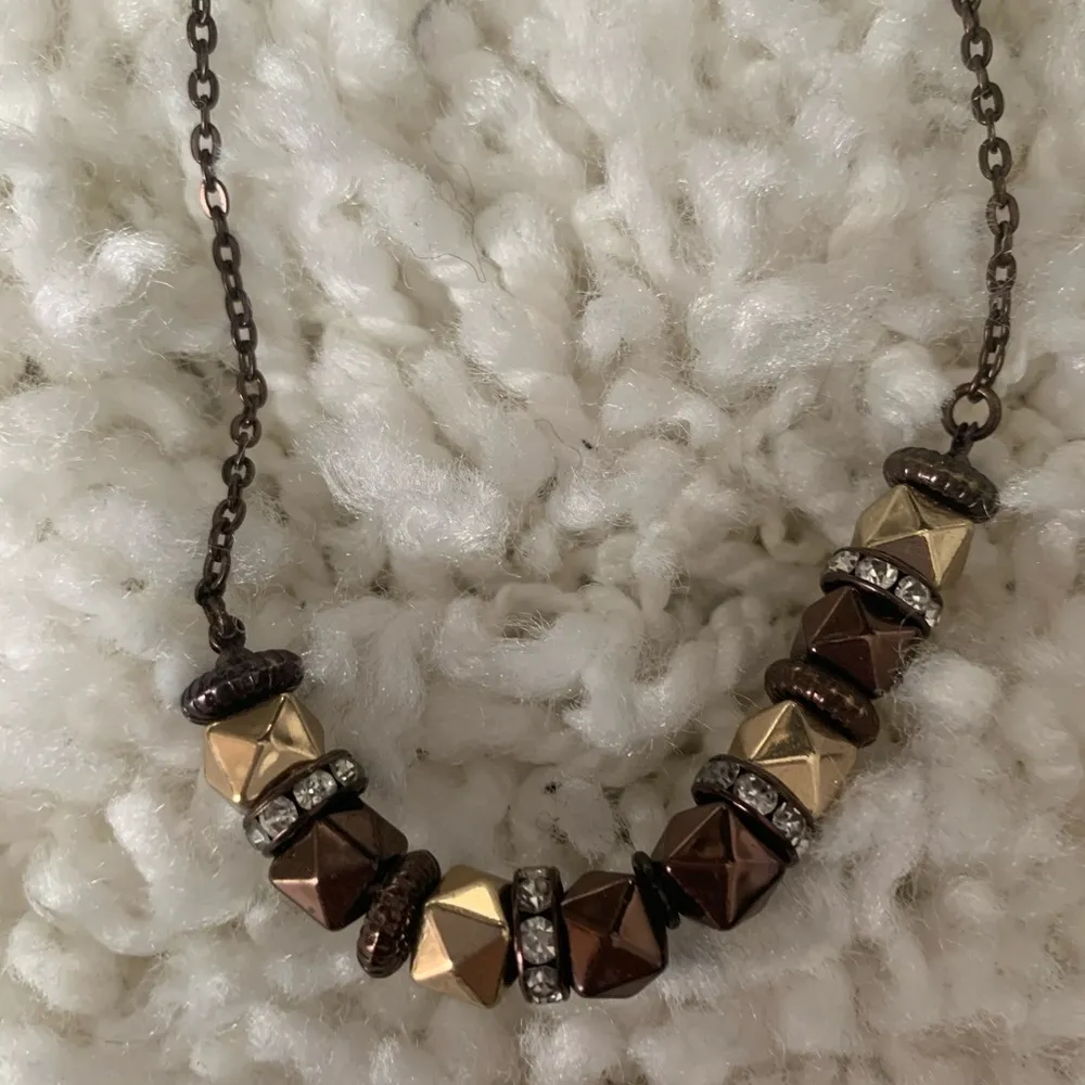 Vintage Rustic copper bronze Brown beaded necklace - Image 3