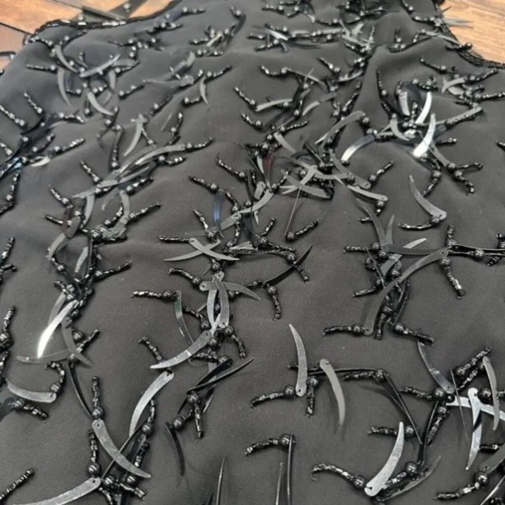 Club Monaco Women's Beaded Embellished Sleeveless Triete Mini Dress Black Size 2 - Image 3