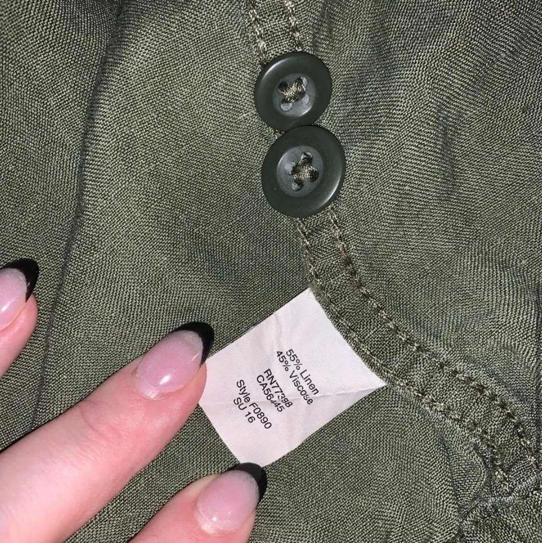 Olive Green linen blend cargo Jacket - Image 7