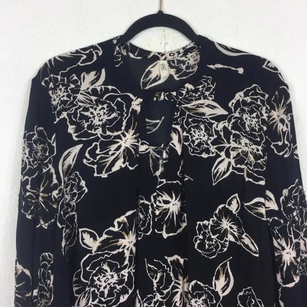 Free People Swing Out Of It Floral Black White Tunic Mini Dress Small - Image 4