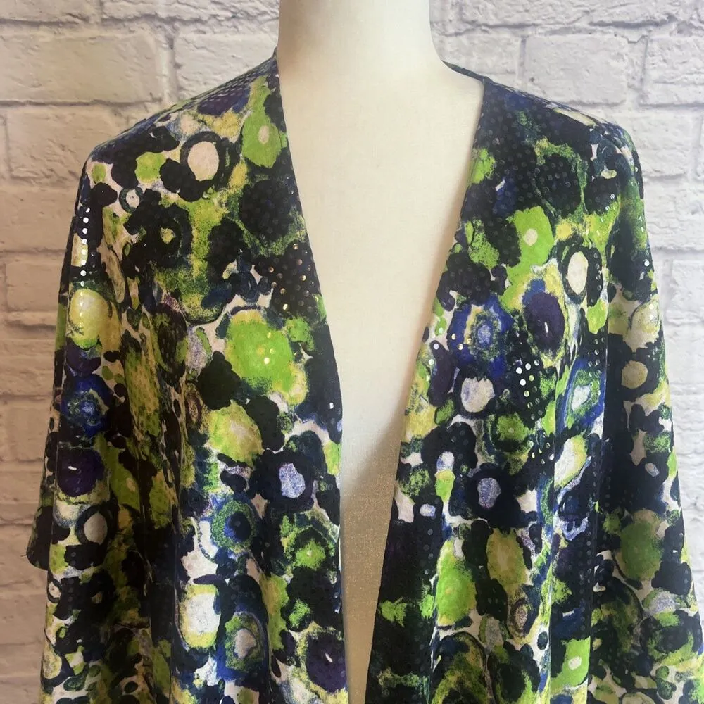 Chico’s Women’s Art To Wear Sequin Contemporary Artsy Colorful Shawl One Size - Image 2