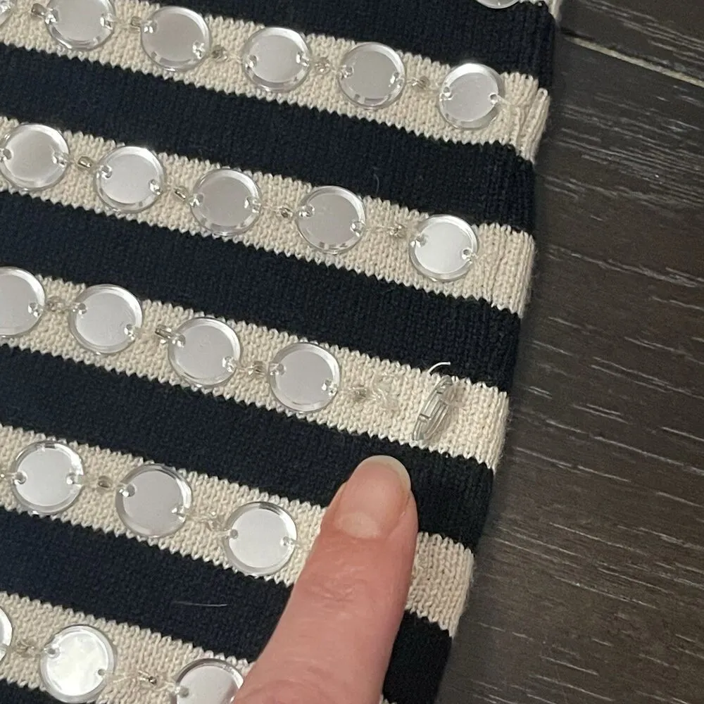 J.CREW. Embellished Sweater Shell Small‎ Black Cream NEW Mirrors Career CG794 - Image 5