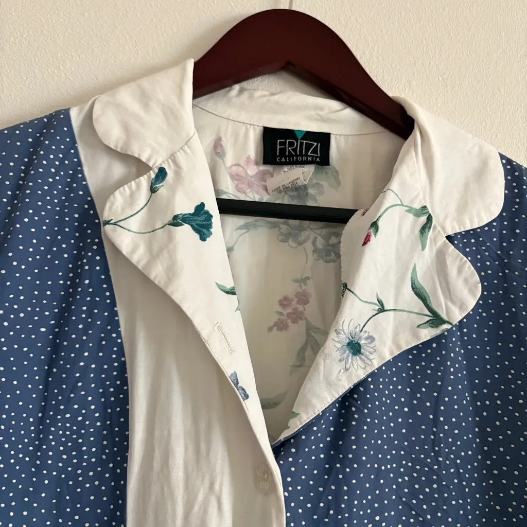 Kenar Vintage Floral Button-Down Cropped Blouse Size Medium - Image 7