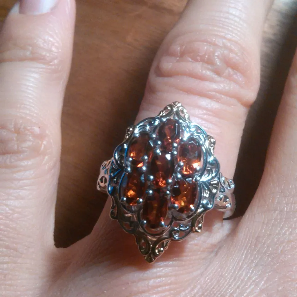 Brazilian Cherry Citrine Sterling Silver Blooming Ring (Size 7) - Image 11