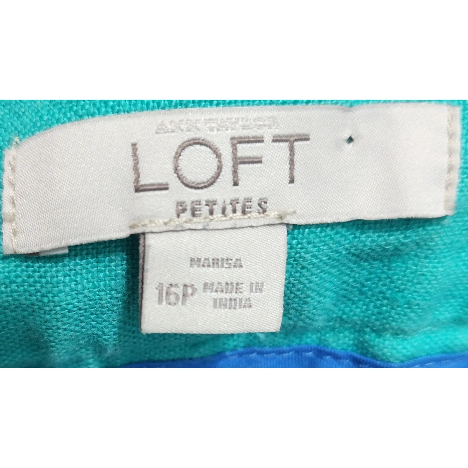 LOFT Embroidered Linen Shorts Teal Blue Green Summer‎ Casual Size 16P - Image 4