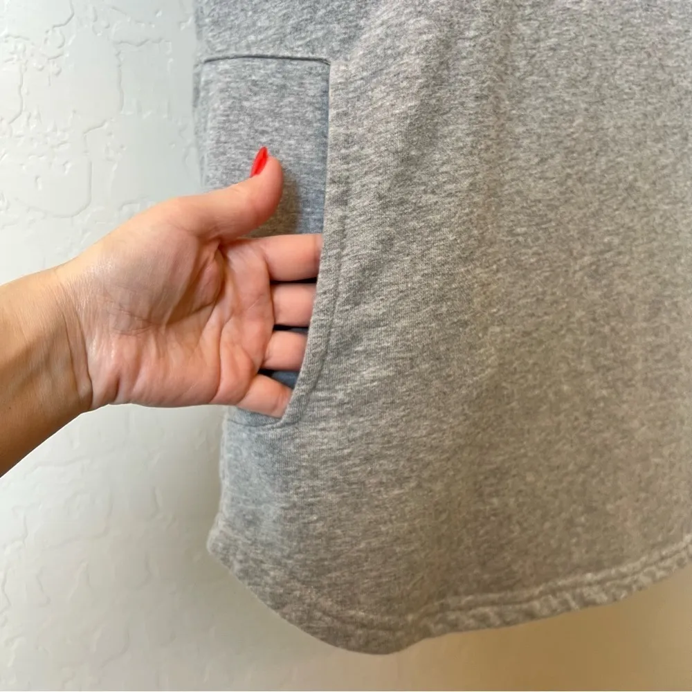 IVI Organic Cotton oversized pullover hoodie, short sleeve, pockets, grey size M Gray Size M - Image 5