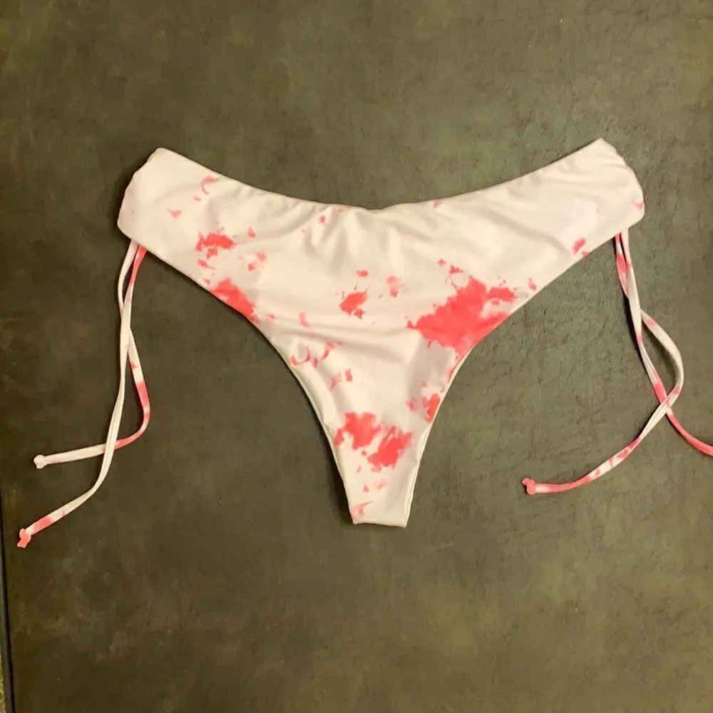 Pretty Little Things Pink Tie Dye Tie Side Cheeky Bum Bikini Bottom - Image 7