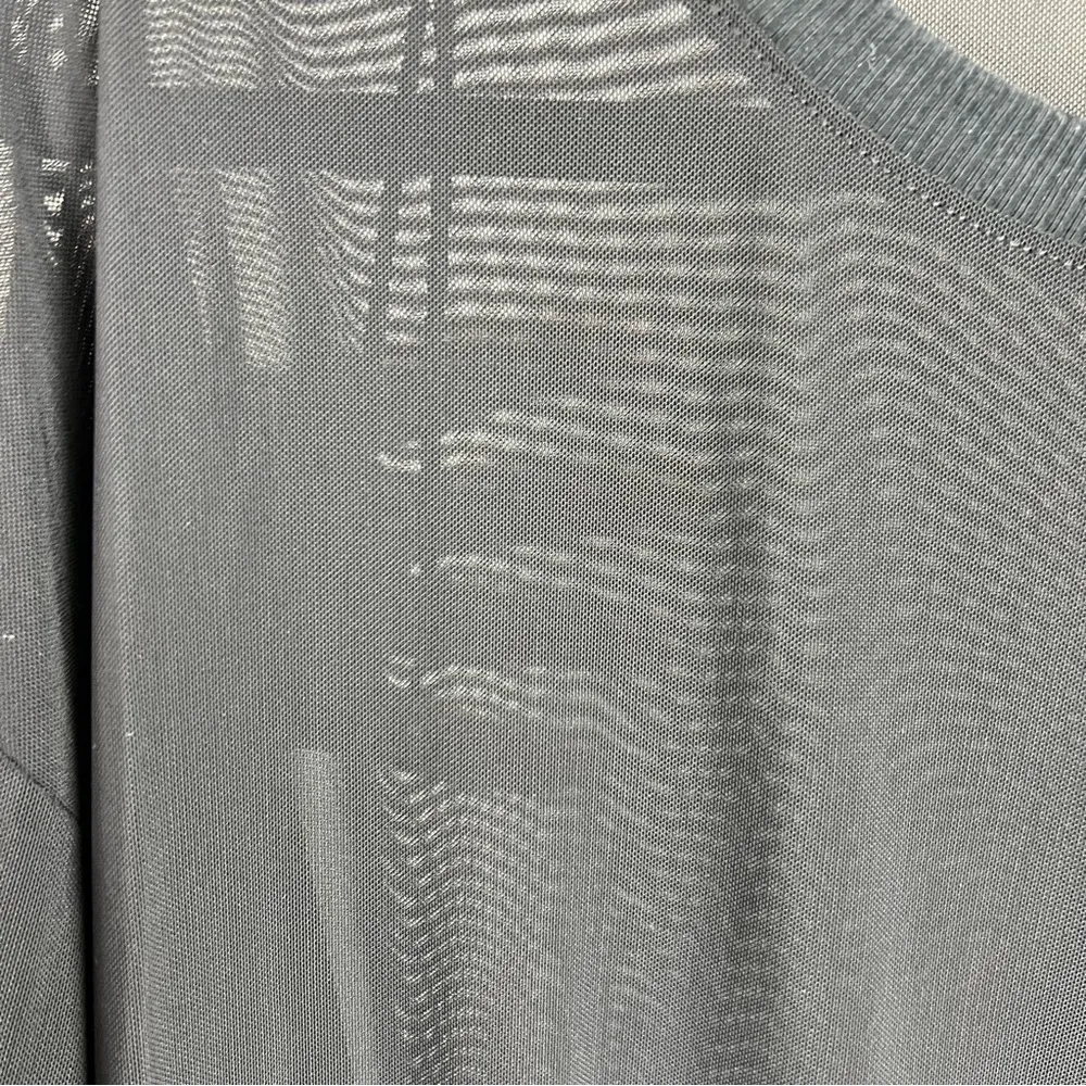 Halston Studio Sheer Black Mesh Long Sleeve Top Size L Whimsy Soft Goth - Image 4