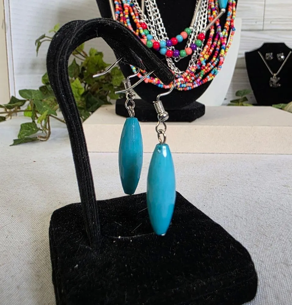 Boho Multi Strand Necklace with Matching Earrings Set Red - Image 11