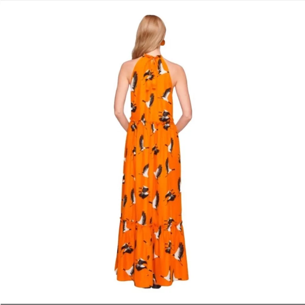 Roller Rabbit Flying Karma Tegan Maxi Dress cranes orange resortwear xs - Image 2