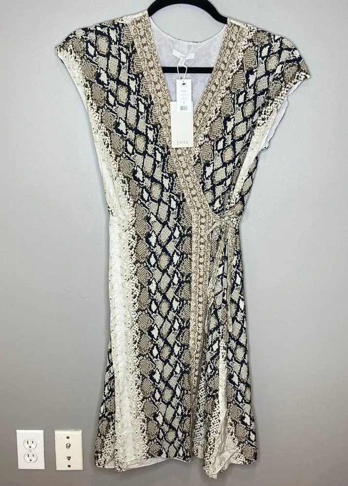 NWT Joie Bethwyn C Snakeskin Print Wrap Style Dress Size Medium - Image 2