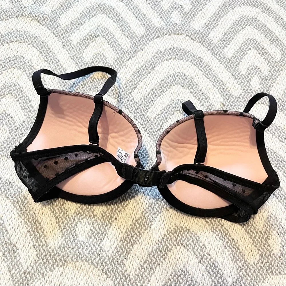 VICTORIA’S SECRET Sexy Little Things Black Pink Polka Dot Lace Push Up Bra 34C - Image 6