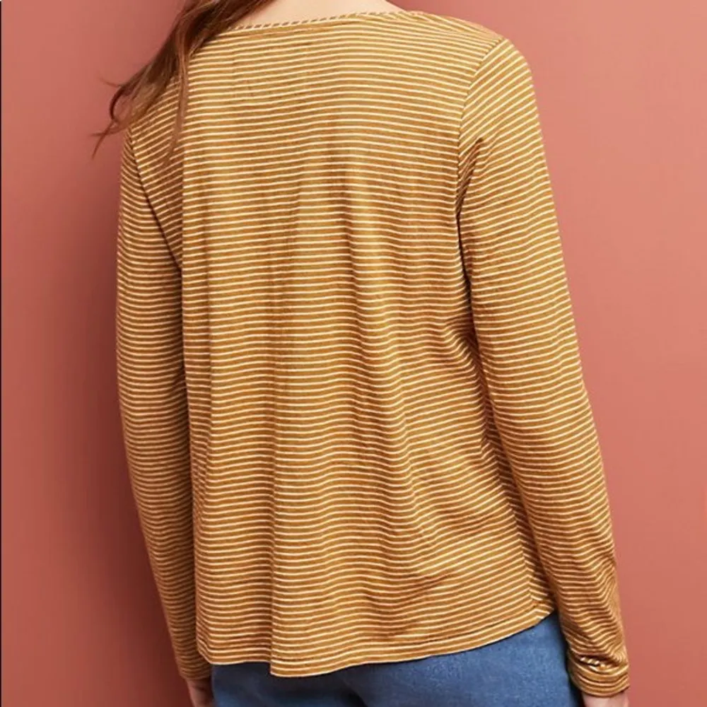 Anthropologie Maeve Kenley Top Tan and White - Image 3