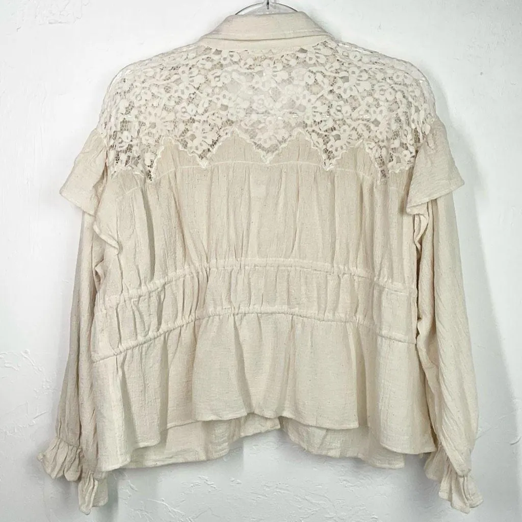 Jen’s Pirate Booty Natural Kiedis Peasant Boho Long Sleeve Top Small New - Image 5