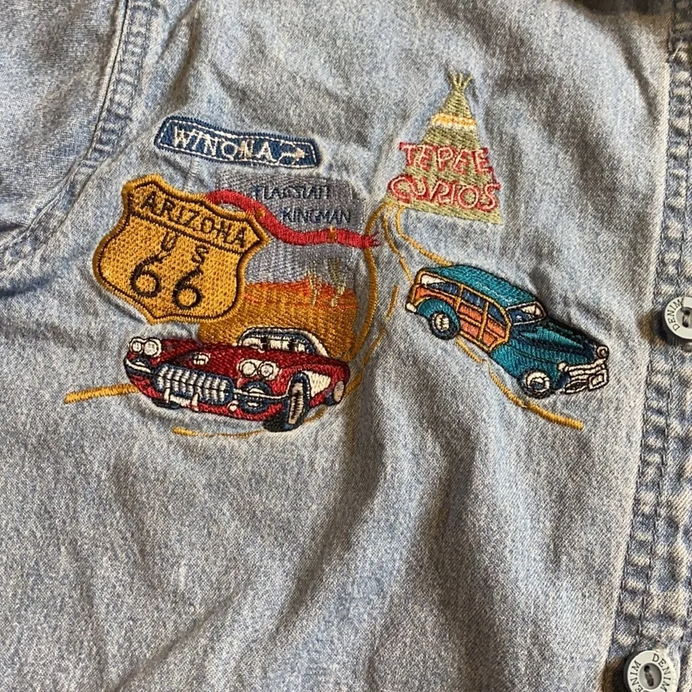 VINTAGE DENIM ROUTE 66 BUTTON UP LONG SLEEVE - Image 3