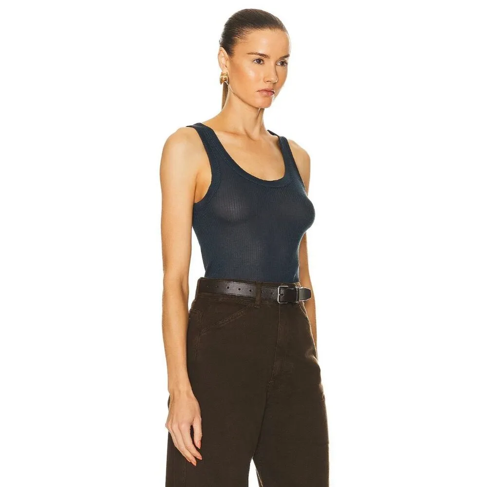 Lemaire Seamless Tank Top in Storm Blue Medium New Womens Beater Sleeveless Top - Image 3