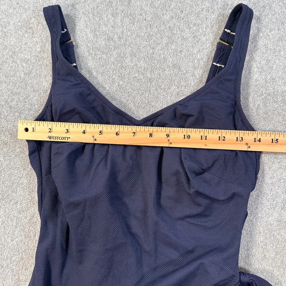Roxanne Classics Bra Size One Piece Swimsuit Women's 16/38C Navy Blue Faux Wrap - Image 3