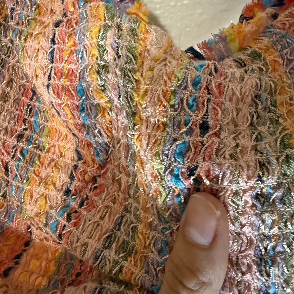 Anthropologie Pilcro Rainbow Pink Strapless Smocked Crop Tube Top size XL - Image 7