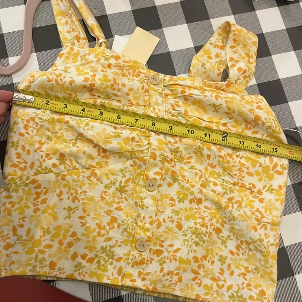 New Monteau Women’s Linen blend Floral Yellow Women's Top Size Large NWT - Image 12