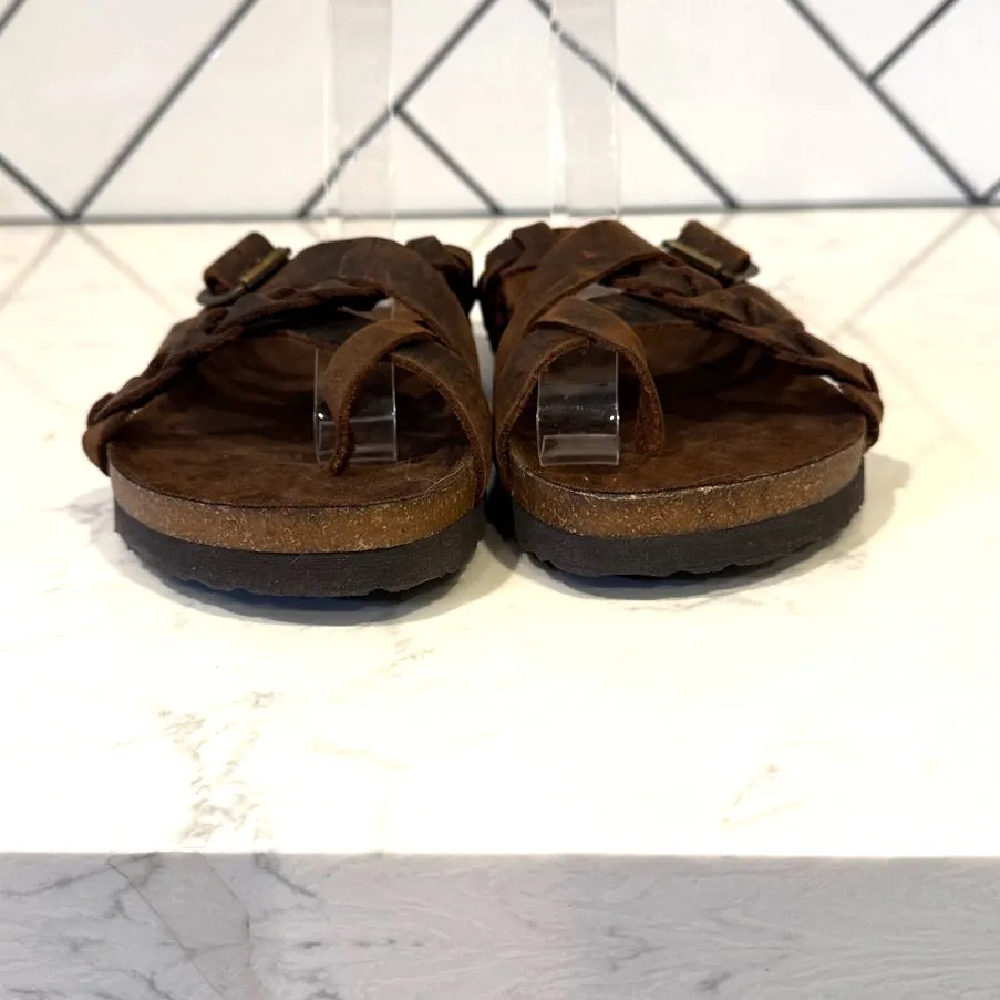 White Mountain Harrington leather footbed sandal brown size 8 bohemian beach - Image 2