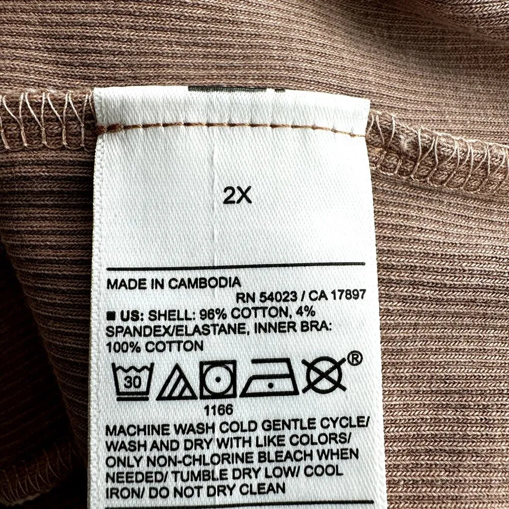 Old Navy Fitted Ribbed Knit Halter Hickory Midi Dress Open Back Side Slit Tan 2X - Image 4