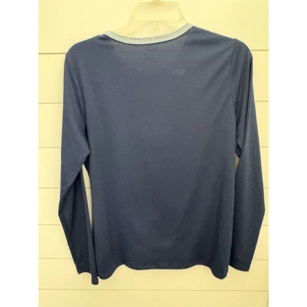 Lands' End Unisex Thermal Long Sleeve‎ Base Layer Shirt Blue M - Image 3