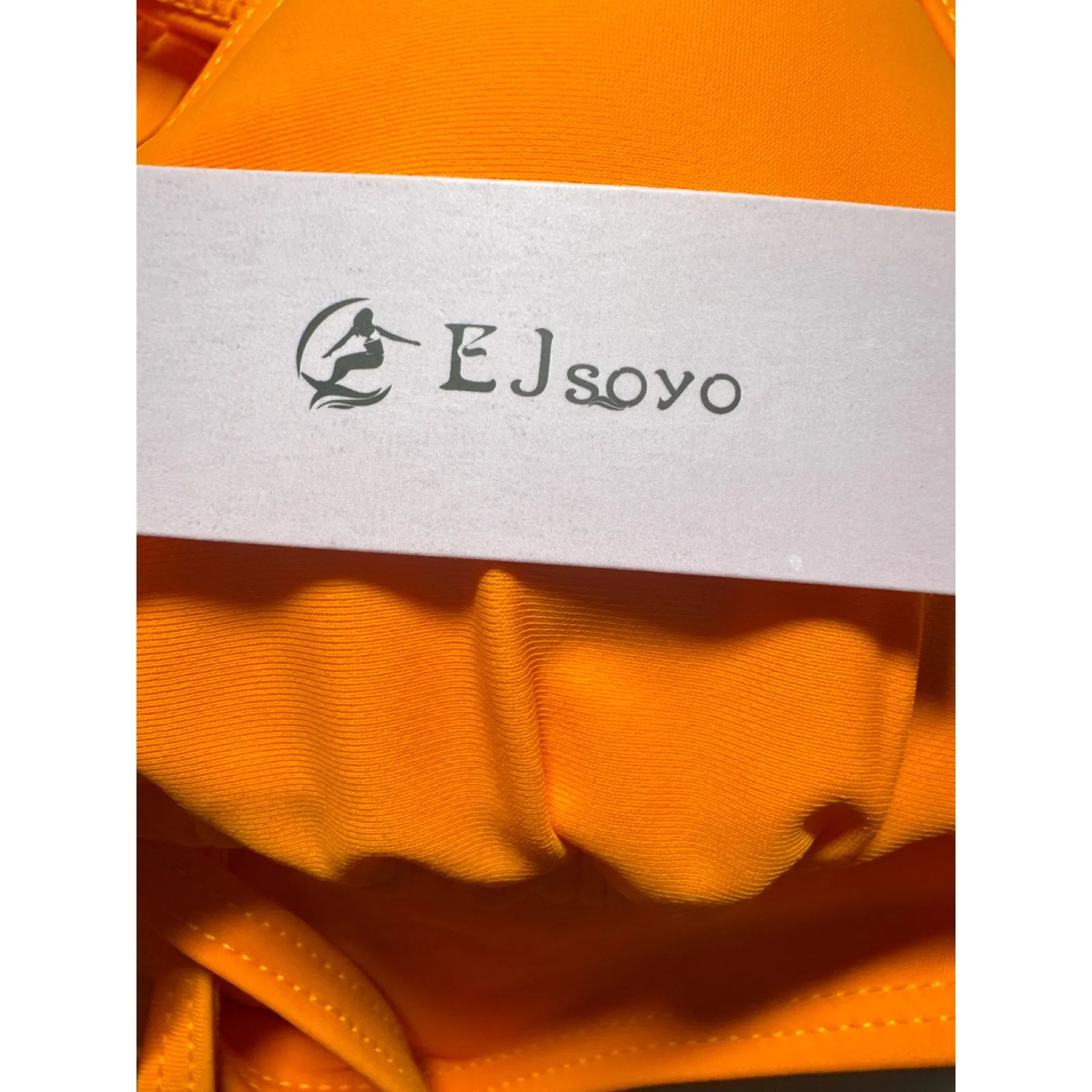 EJsoyo Orange Bikini‎ Set Ring Detail Strappy High Cut Swimsuit XL - Image 4