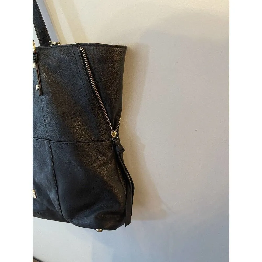 KOOBA EVERETTE Black Leather Shoulder Carryall Tote Bag Satchel Handbag Purse - Image 6