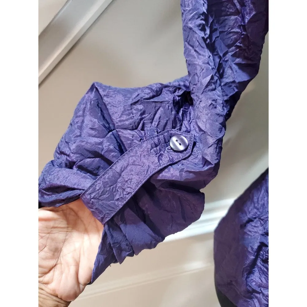 Chico's Women's Purple Polyester Long Sleeve Button Down Ruffle Shirt (0) Small - Image 7