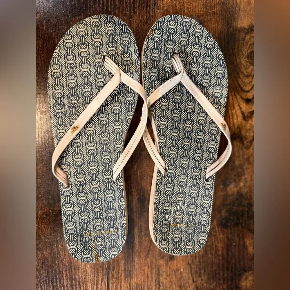 Tory‎ Burch Blue and White flip flops size 8/9 - Image 2