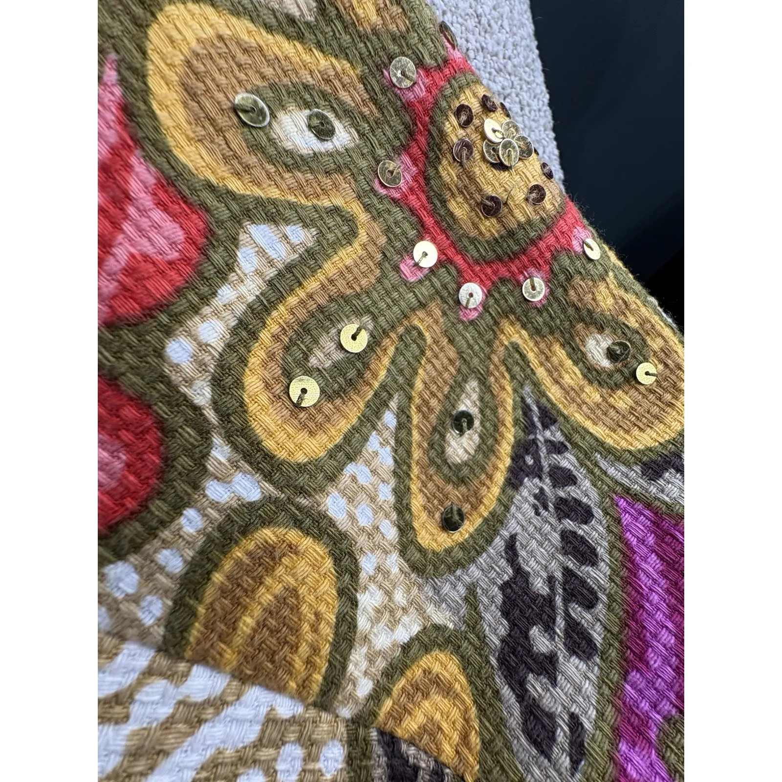 Laura Ashley Womens 3X Boho Floral Tapestry Jacket Lined Sequin Embellished - Image 11