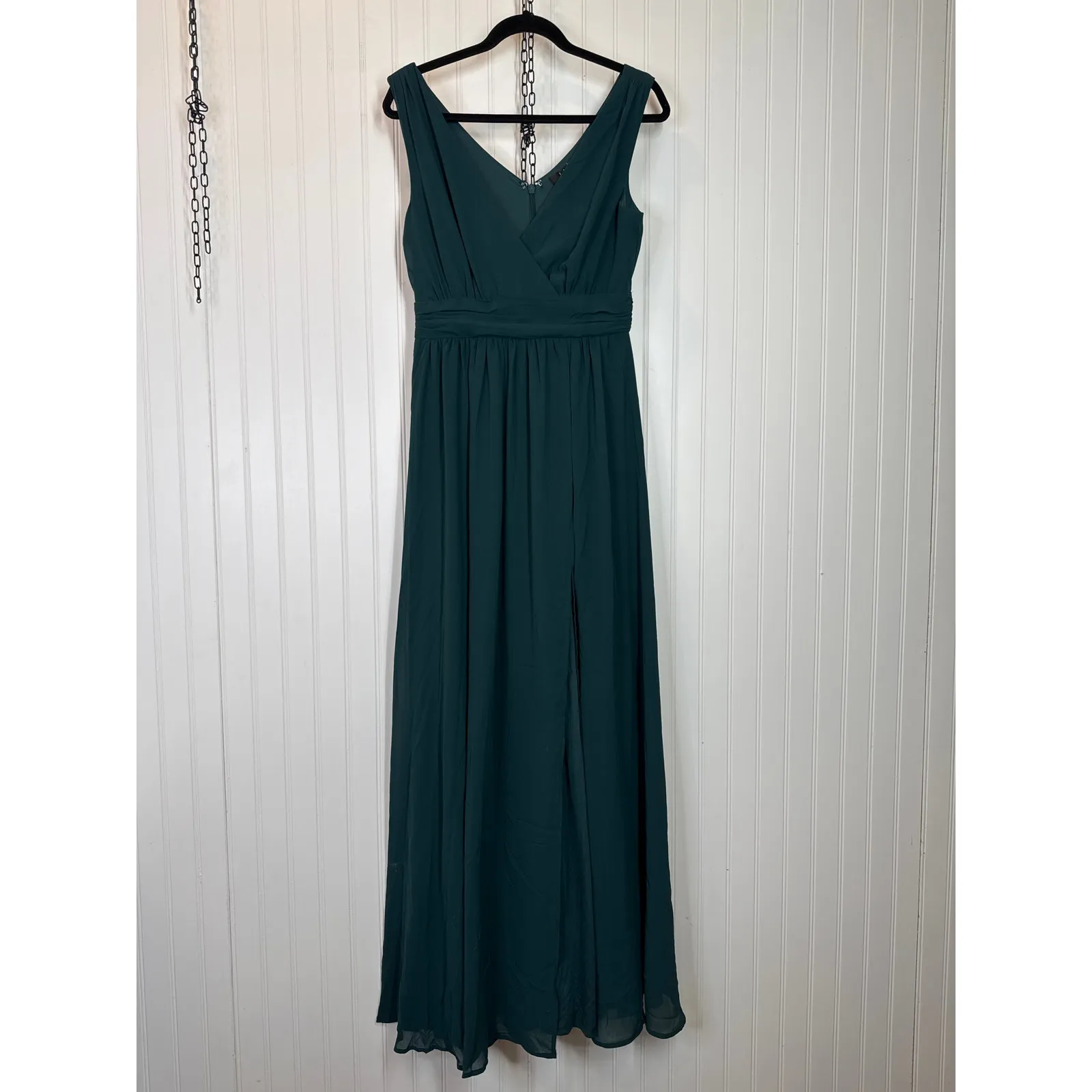 NWT Lulus Thoughts of Hue Emerald Green Surplice Maxi Dress Bridesmaid Size XL - Image 2