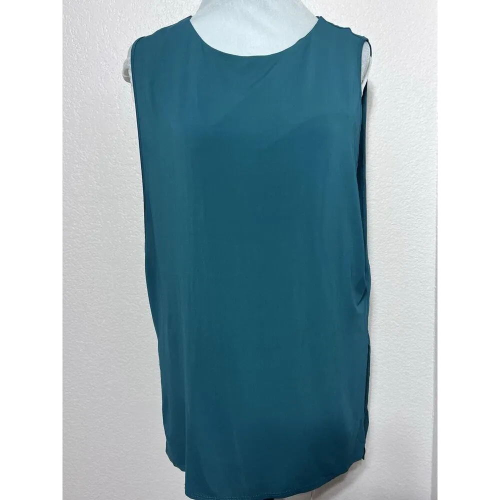 Helmet Lang Sleeveless Green Tank Top Small Built In Lagenlook Open Back - Image 4