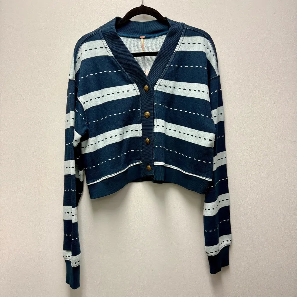 NWT Free People Grace Printed Cardi, Blue | Size Medium - Image 2