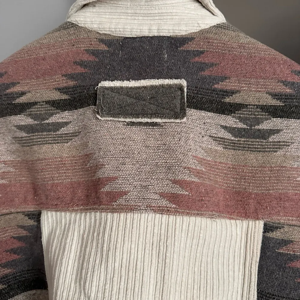 Listicle Aztec Corduroy Jacket Cream/Pink/Gray Small White - Image 5