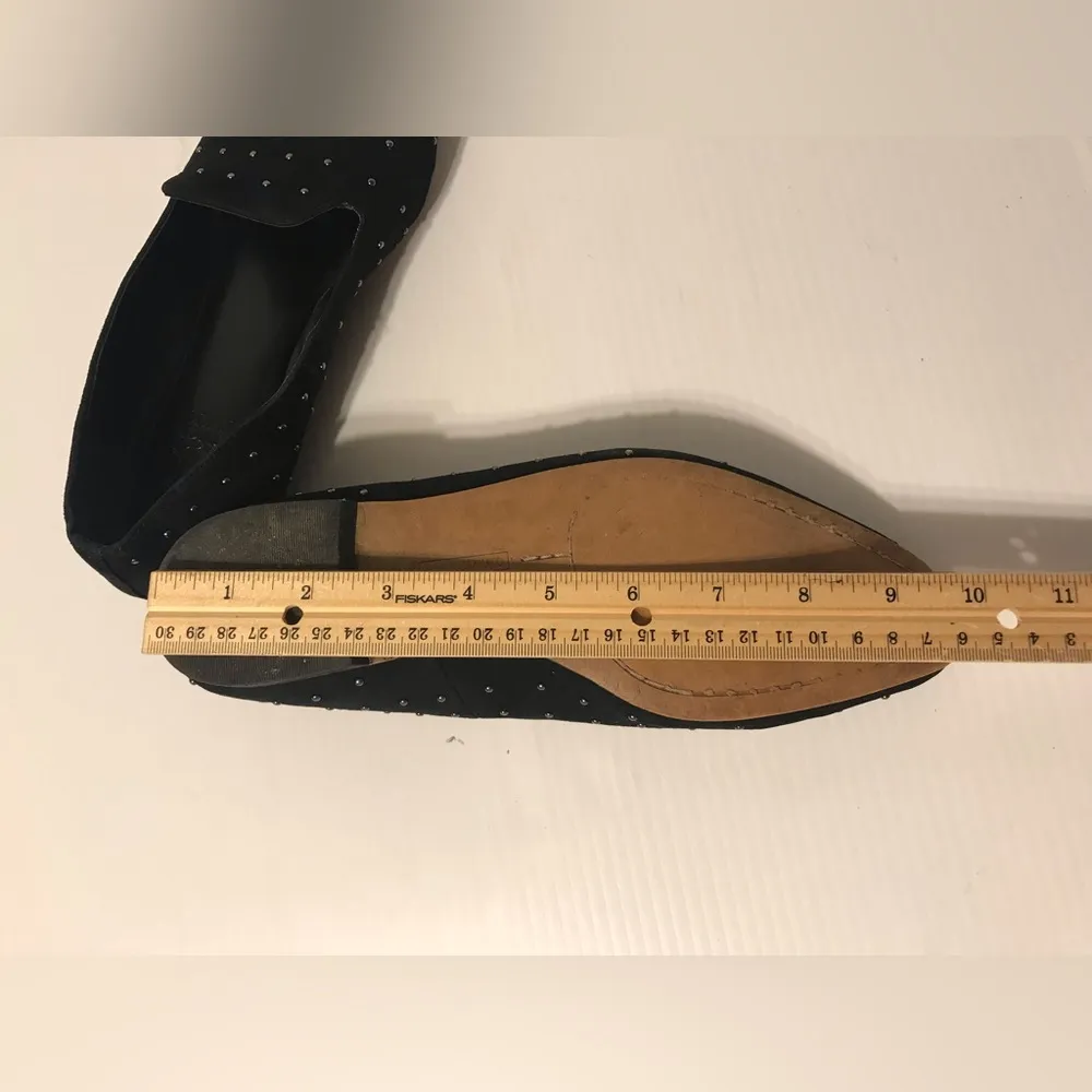 Vince Camuto leather upper black studded flats shoe women size 7 M - Image 11